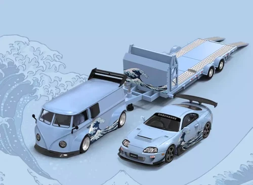 VOLKSWAGEN T1 BUS VW TOYOTA SUPRA & TRAILER KANAGAWA 1/64SET BY