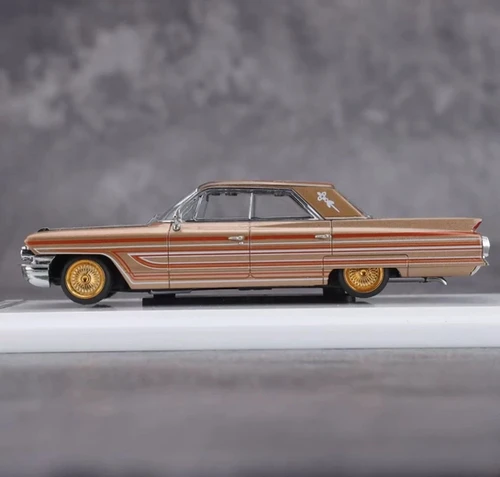 CADILLAC DEVILLE LOWRIDER METALLIC RED COPPER 1/64 DIECAST CAR BY