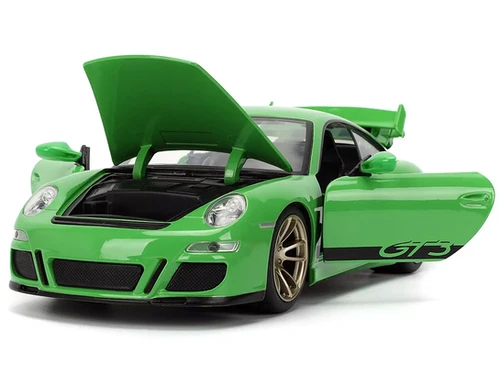 PORSCHE 911 GT3 997 GREEN FAST & FURIOUS 1/24 DIECAST CAR MODEL BY