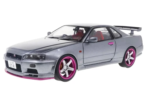 1999 NISSAN SKYLINE GT-R R34 SILVER 1/18 DIECAST CAR MODEL BY