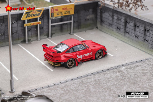 Miniature Porsche RWB993 1:64 Star Model - Alliage, Aile Chromée, Avec Boîte Et Socle, Neuve