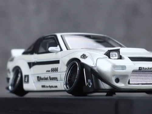 Rocket Bunny 180SX 白 Micro Turbo M018 Micro Turbo 1:64 180SX Rocket Bunny Metal white Diecast