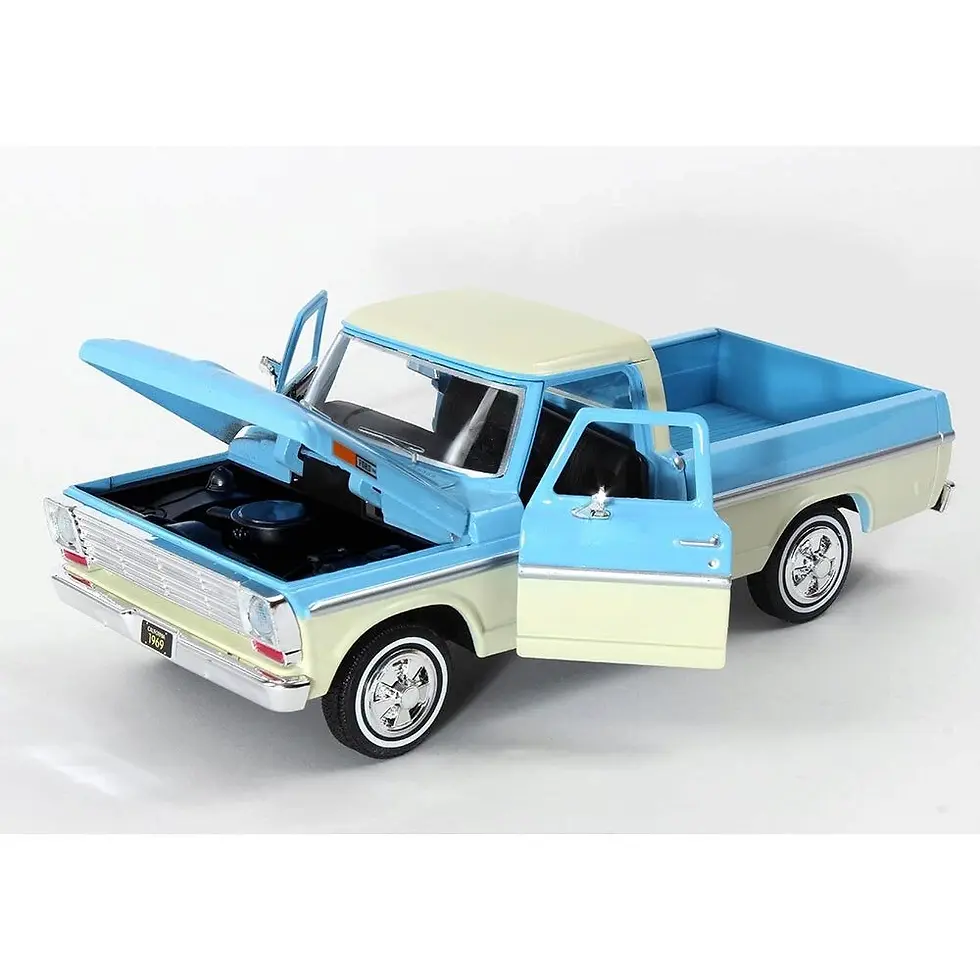 Thumbnail: 1969 FORD F-100 PICKUP TRUCK BLUE CREAM 1/24 DIECAST MODEL BY MOTOR MAX 79315