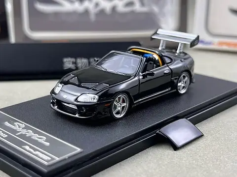TOYOTA SUPRA A80 BOMEX TARGA CONVERTIBLE BLACK 1/64 DIECAST CAR BY