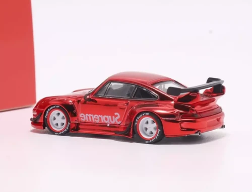 PORSCHE RWB 993 GT WING CHROME RED SUPREME LIVERY 1/64 DIECAST BY
