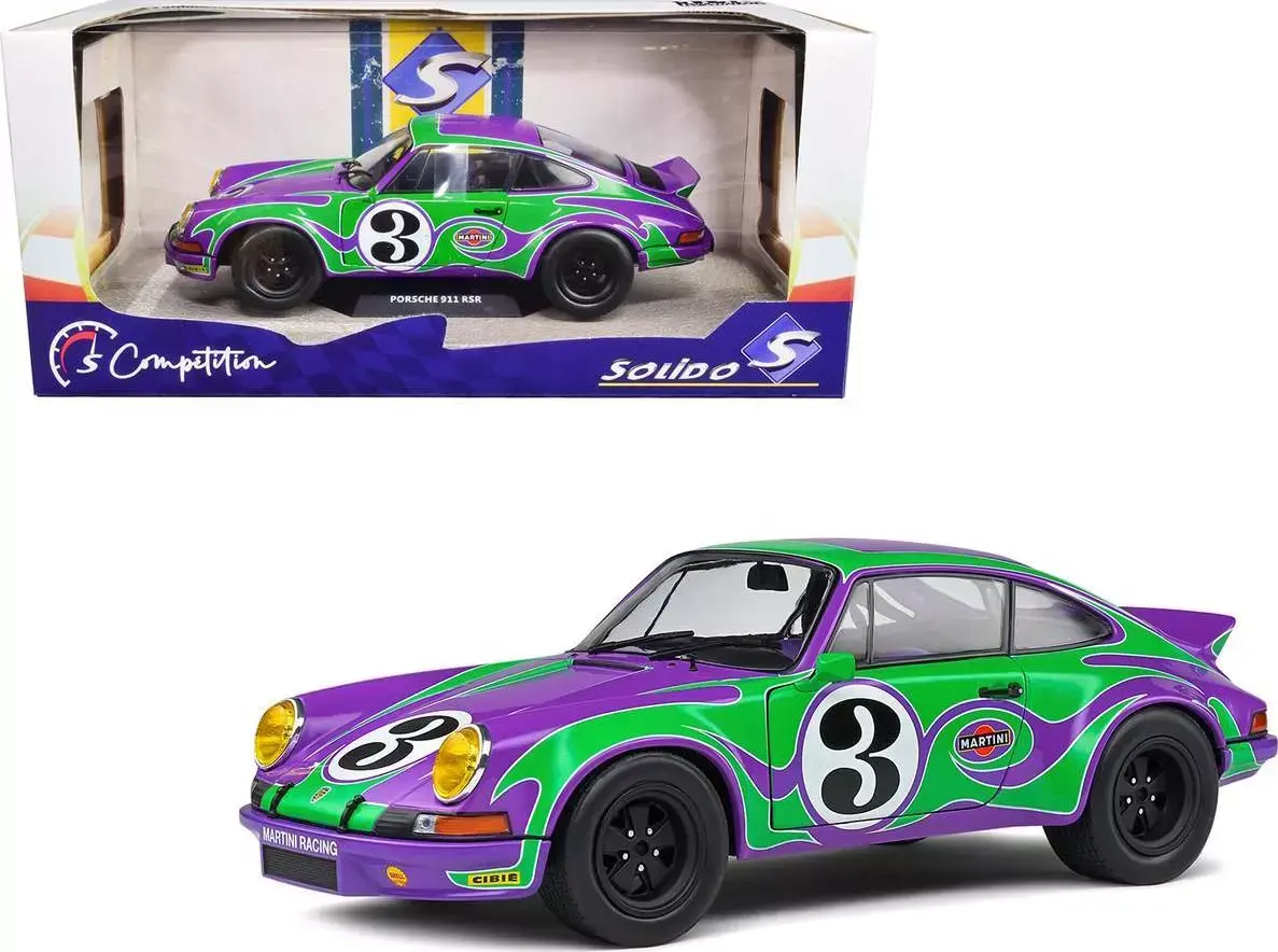 1973 PORSCHE 911 RSR #3 PURPLE HIPPY TRIBUTE 1/18 DIECAST CAR BY SOLIDO 1801117