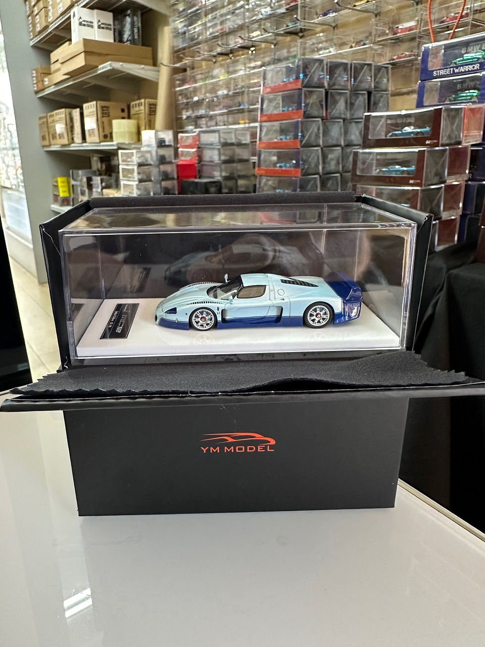 Thumbnail: MASERATI MC12 STRADALE ICE BLUE 1/64 RESIN CAR MODEL BY YM MODELS 99 PIECES MADE