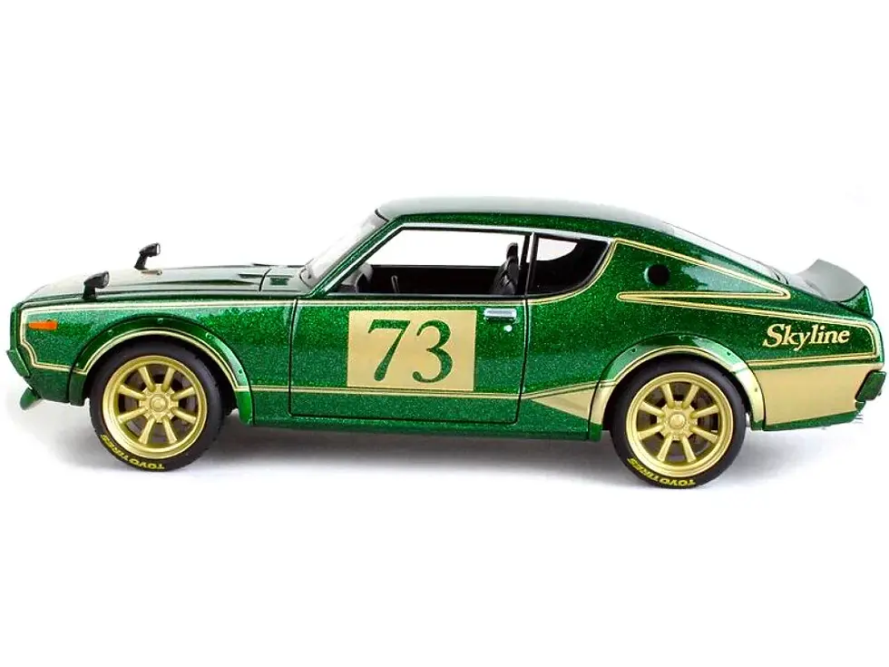 Thumbnail: 1973 NISSAN SKYLINE 2000GT-R KPGC110 GREEN JDM TOKYO MOD 1/24 SCALE DIECAST CAR