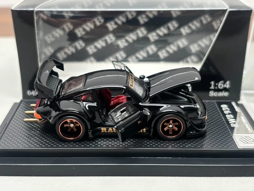 PORSCHE RWB 930 BLACK FULLY OPENING 1/64 DIECAST CAR BY FG MODEL