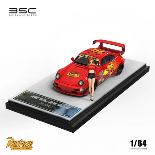PORSCHE RWB 964 #95 LIGHTNING MCQUEEN CARS RUST-EZE WITH FIGURE 1