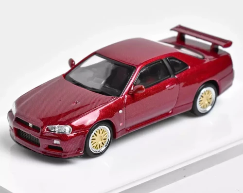 NISSAN SKYLINE GT-R R34 BBS WHEELS CARBON FIBER RED 1/64 CAR NISSAN SKYLINE GT-R R34 BBS WHEELS CARBON FIBER RED 1/64 CAR