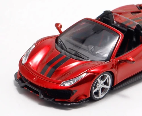 FERRARI 488 PISTA SPIDER WINE RED SILVER WHEELS 299 MADE 1/64