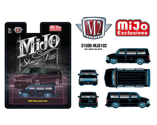 1995 CHEVROLET ASTRO VAN SLOW & LOW BLACK 1/64 DIECAST CAR BY M2