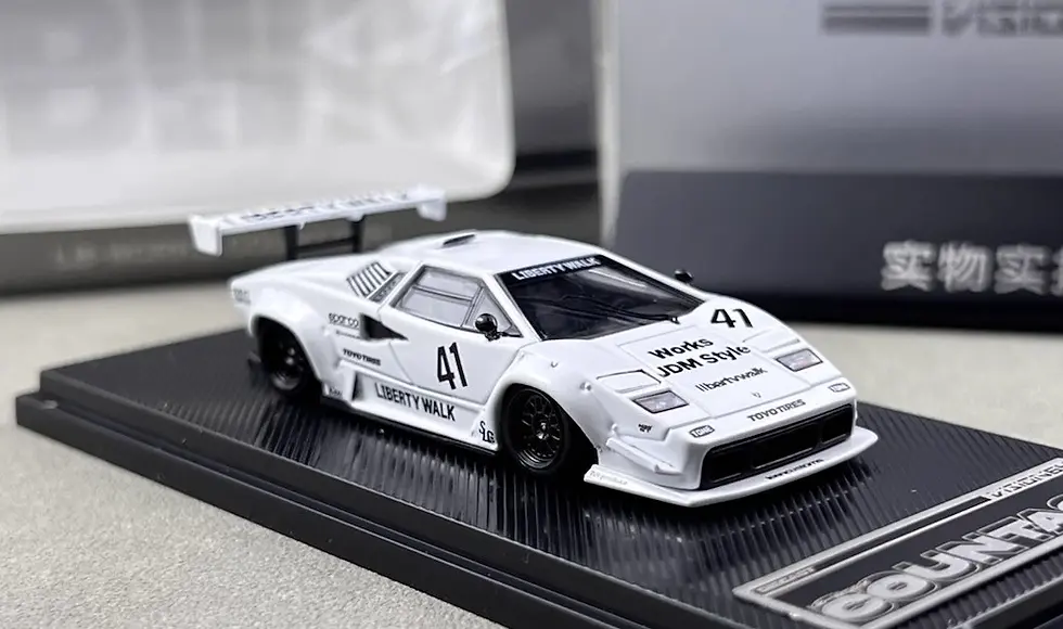 Thumbnail: LAMBORGHINI COUNTACH LBWK WHITE LUXURY CASE 1/64 DIECAST CAR MODEL BY VISION64
