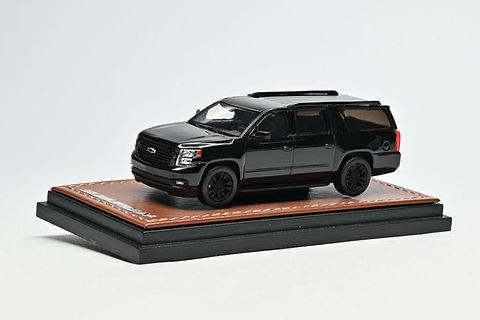 2015 CHEVROLET SUBURBAN SUV BLACK LEATHER BASE 1/64 DIECAST CAR BY