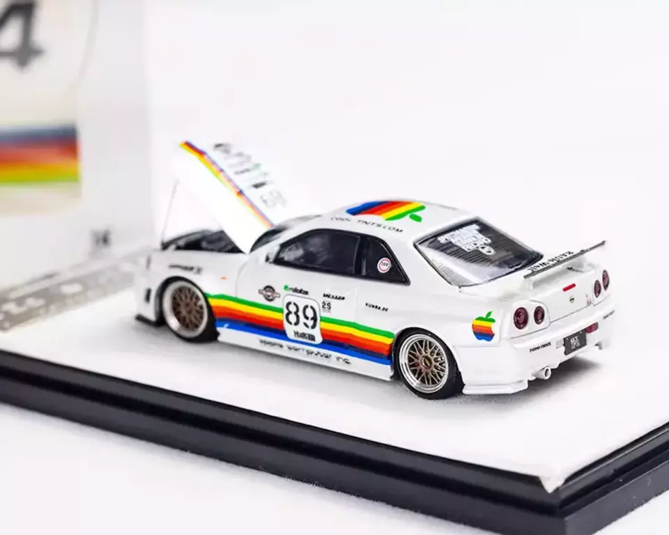 Thumbnail: NISSAN SKYLINE GT-R R34 APPLE WITH FIGURE 1/64 DIECAST CAR MODEL BY TIME MICRO