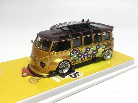 VOLKSWAGEN T1 BUS KOMBI VAN WITH SURFBOAARD M&M 1/64 DIECAST CAR