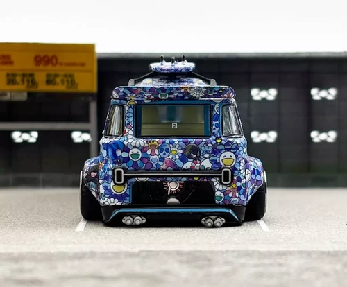 VOLKSWAGEN T1 BUS KOMBI VAN SUNFLOWER BLUE 1/64 DIECAST CAR MODEL