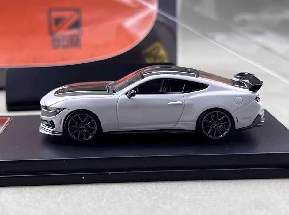 Thumbnail: FORD MUSTANG DARK HORSE WHITE BLACK TOP HOOD OPENS 1/64 DIECAST CAR BY DCM