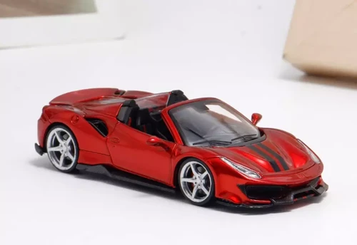 FERRARI 488 PISTA SPIDER WINE RED SILVER WHEELS 299 MADE 1/64