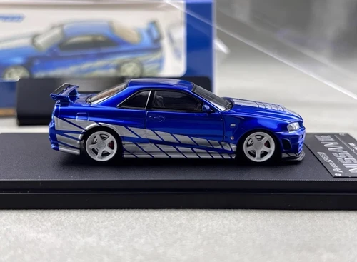 NISSAN SKYLINE GT-R R34 NISMO Z-TUNE BLUE SILVER 1/64 DIECAST BY