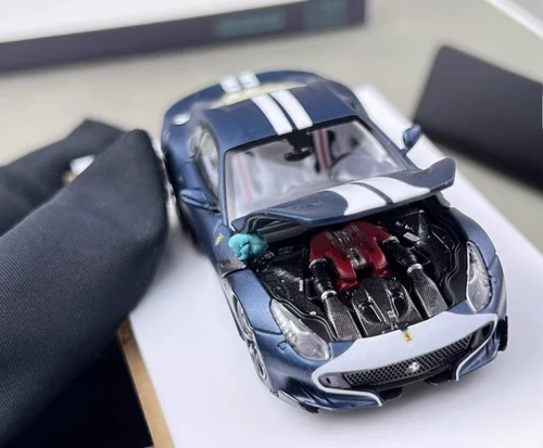 FERRARI F12 TDF TOUR DE FRANCE METALLIC HOOD OPENS 1/64 CAR BY