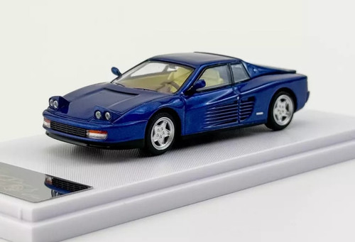 FERRARI TESTAROSSA BLUE HOOD OPENS 1/64 SCALE DIECAST CAR MODEL BY