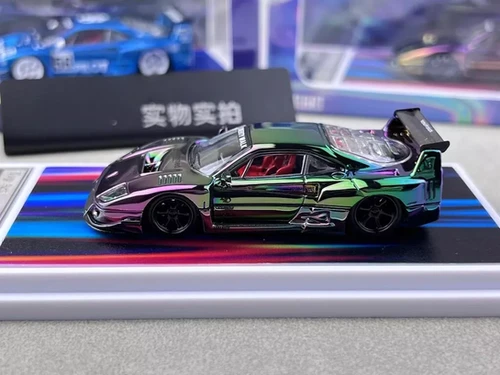 FERRARI F40 LBWK LIBERTY WALK KINETIC CHROME 1/64 DIECAST CAR