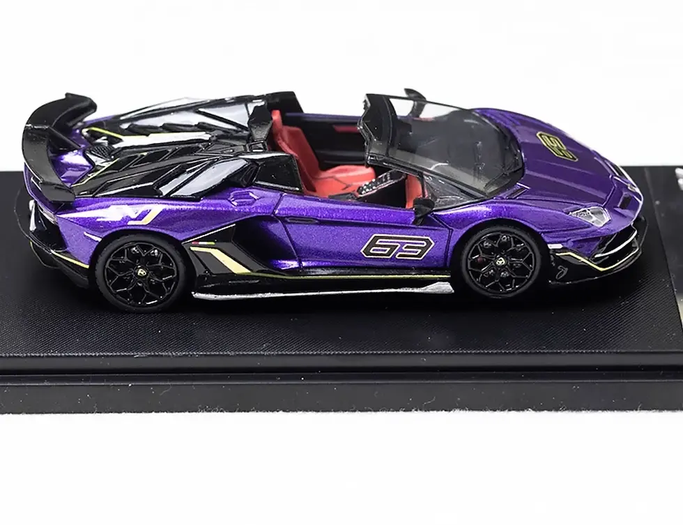 Thumbnail: LAMBORGHINI AVENTADOR SVJ ROADSTER PURPLE 1/64 DIECAST CAR BY RHINO MODEL