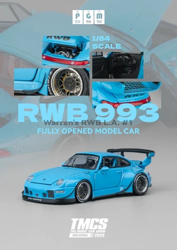 【限定688台】PGM RWB Porsche 993 YOSHIWARA 品牌：PGM 1/64 Porsche RWB 993 豪華版💫合金模型車💫搭配圓形
