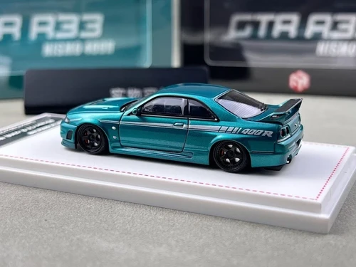 NISSAN SKYLINE GT-R R33 NISMO 400R GREEN HOOD OPENS 1/64 CAR BY