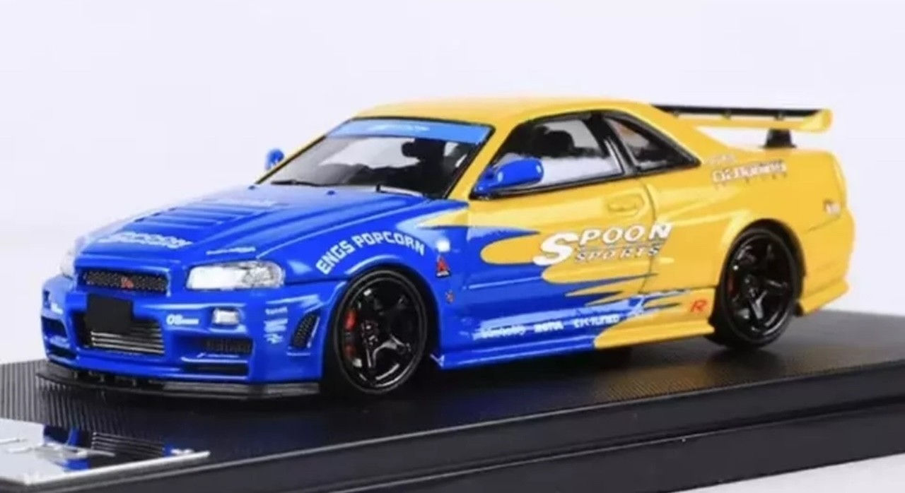 NISSAN SKYLINE GT-R R34 SPOON LIVERY 1/64 SCALE DIECAST CAR BY FAST SPEED