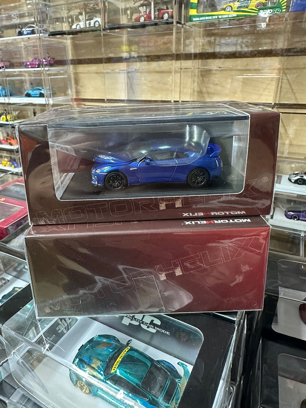Thumbnail: NISSAN SKYLINE GT-R R 35 GULF BLUE HOOD OPENS 1/64 DIECAST CAR BY MOTOR HELIX