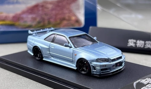 NISSAN SKYLINE GT-R R34 NISMO Z-TUNE HI END ICE BLUE 1/64 DIECAST