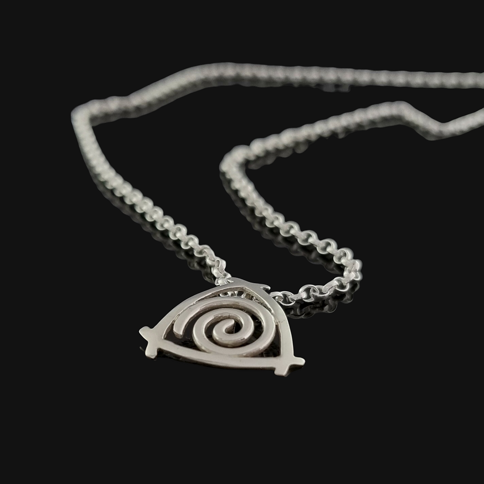 Newgrange single spiral pendant sterling silver angled