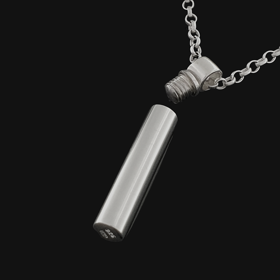 Thumbnail: Round cremation tube keepsake pendant | sterling silver open