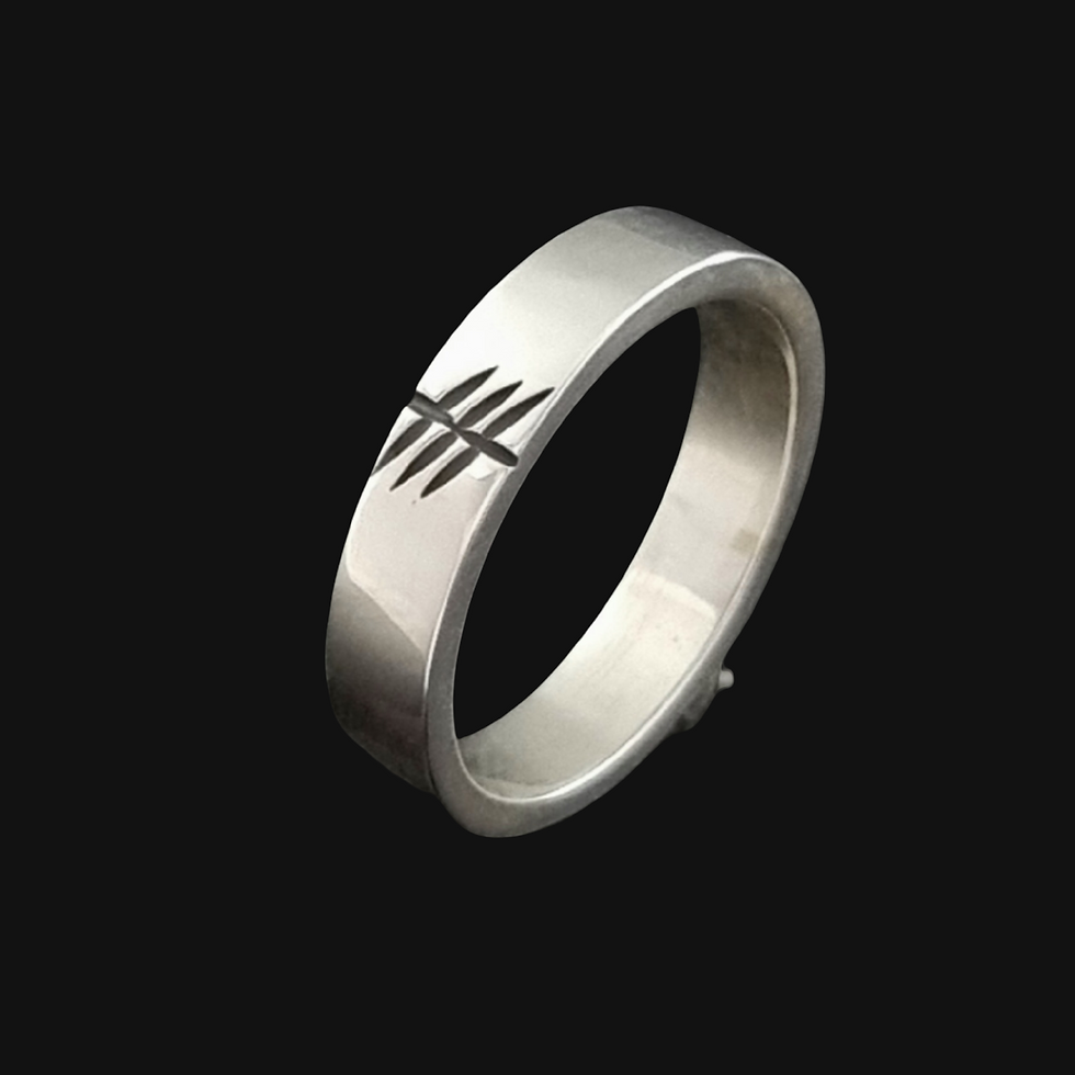 6mm ogham initial ring sterling silver standing