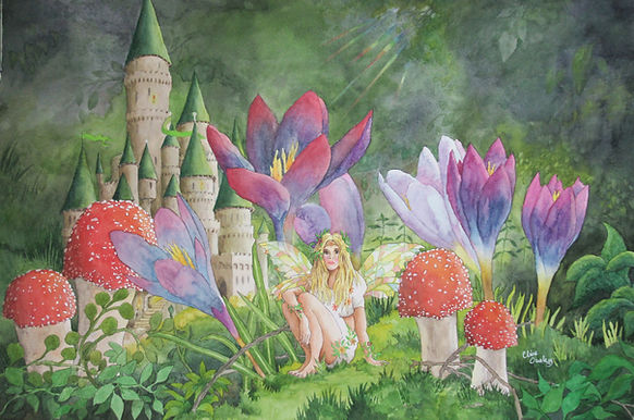 Crocus Queen, watercolour