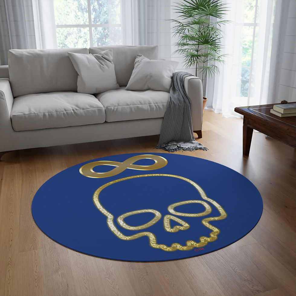 Thumbnail: GOD F**KS DEATH (Emblem) (Dark Blue) Round Rug