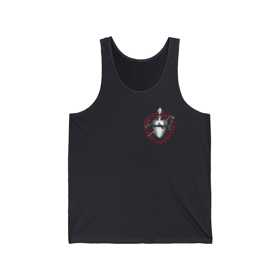Thumbnail: SACRECINE HEART/ SANTO LUPO & POEM (Unisex Jersey Tank)