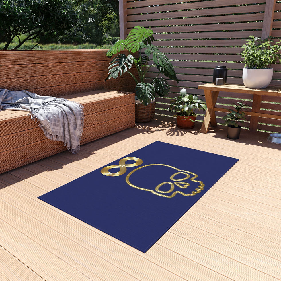 Thumbnail: GOD F**KS DEATH (Emblem) Outdoor Rug (Dark Blue) (36x60)
