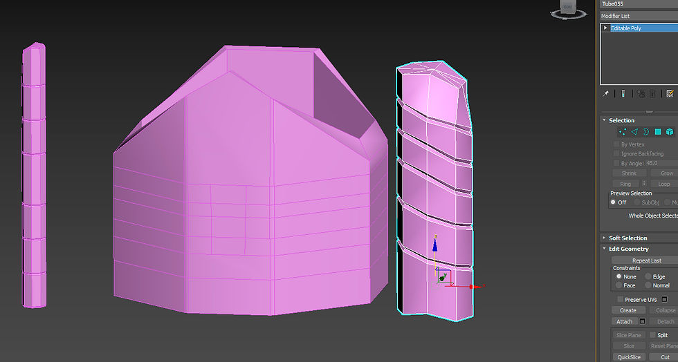 Changing tube mesh with edit poly in 3ds max can yield different look