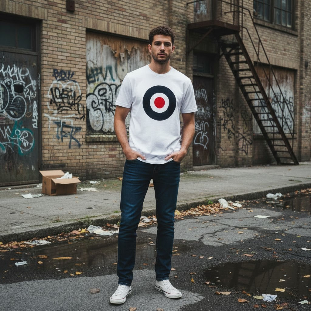 Hybrid Styles Organic Cotton Applique Roundel T-Shirt Medium