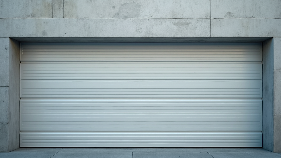 Close-up view of insulated steel sectional commercial garage door panels