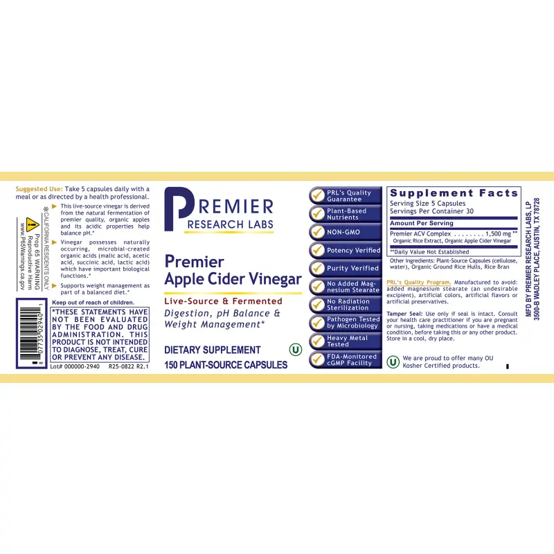 Thumbnail: Premier Research Labs-Apple Cider Vinegar Label2