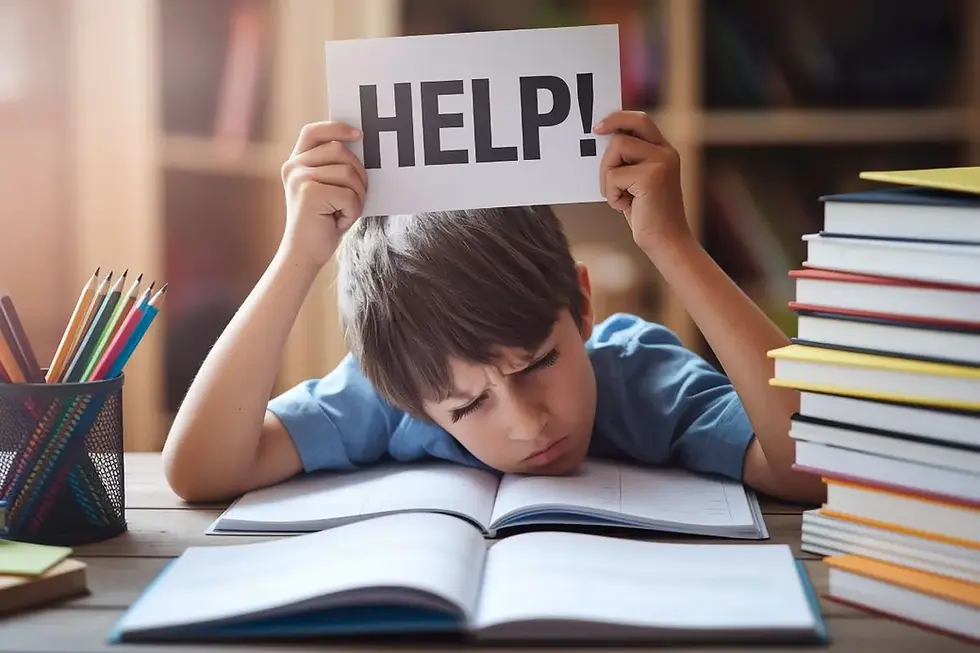 Junge mit Lernschwierigkeiten bei den Hausaufgaben