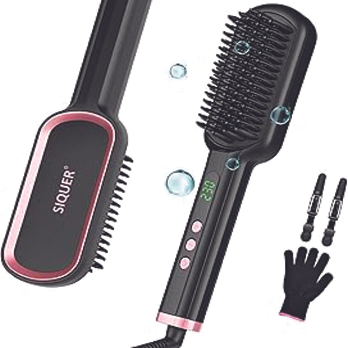 Hair Straightener Brush - SIQUER Ionic Hair Straightening Brush with 13 Temps LC