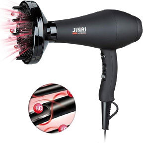 Thumbnail: JINRI Hair Dryer, 1875W, 3 Heat & 2 Speed, with Diffuser, with Concentrator, Ion