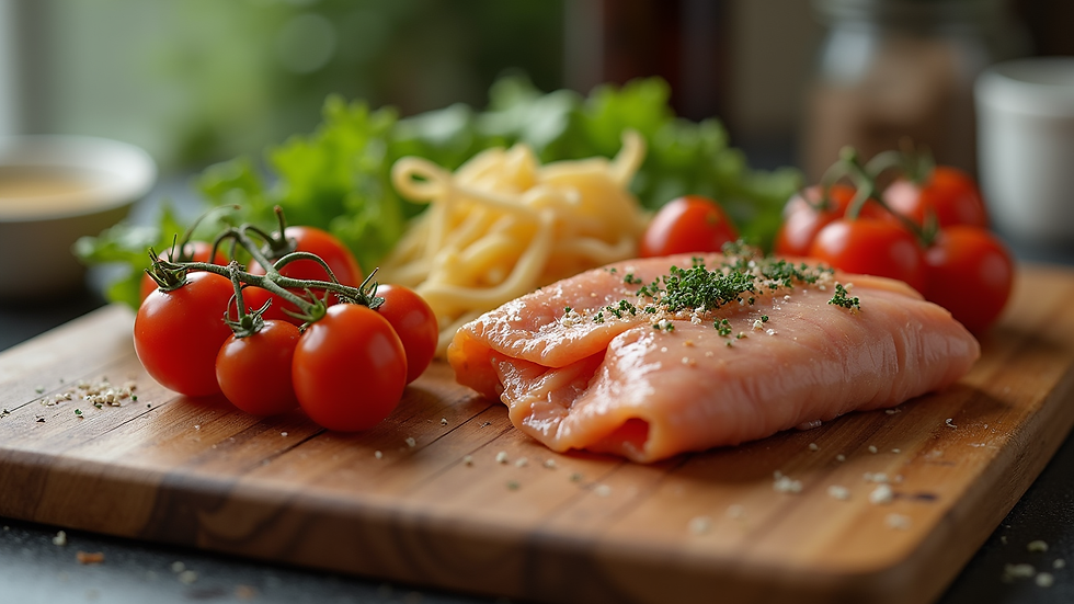 Close-up view of a beautifully arranged gourmet platter