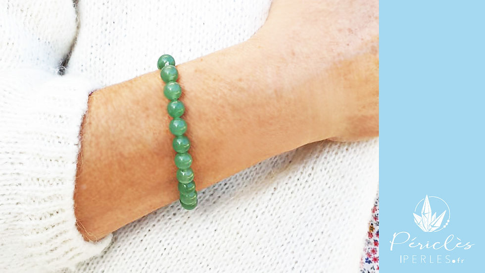 Miniature : Bracelet Aventurine Verte • 8 mm - perles rondes